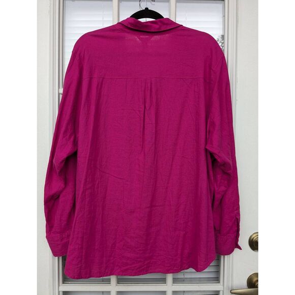 C by One Linen Blend Button Up Shirt Pink, Size 3X - NWT - Picture 3 of 6